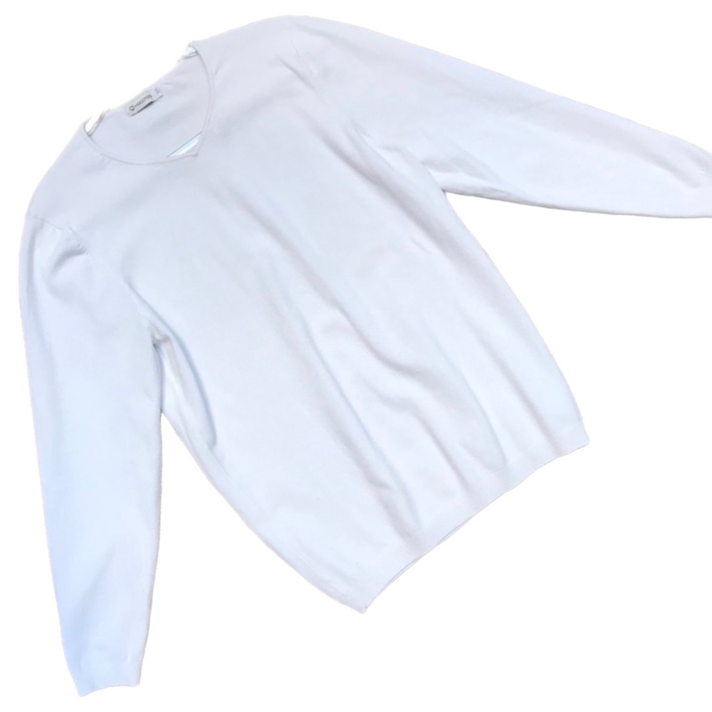 MOCOTONO White Round Neck Long Sleeve Sweater